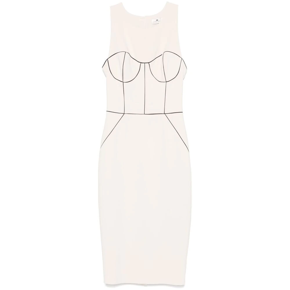 Elisabetta Franchi Chique Midi Beige Jurk Beige Dames