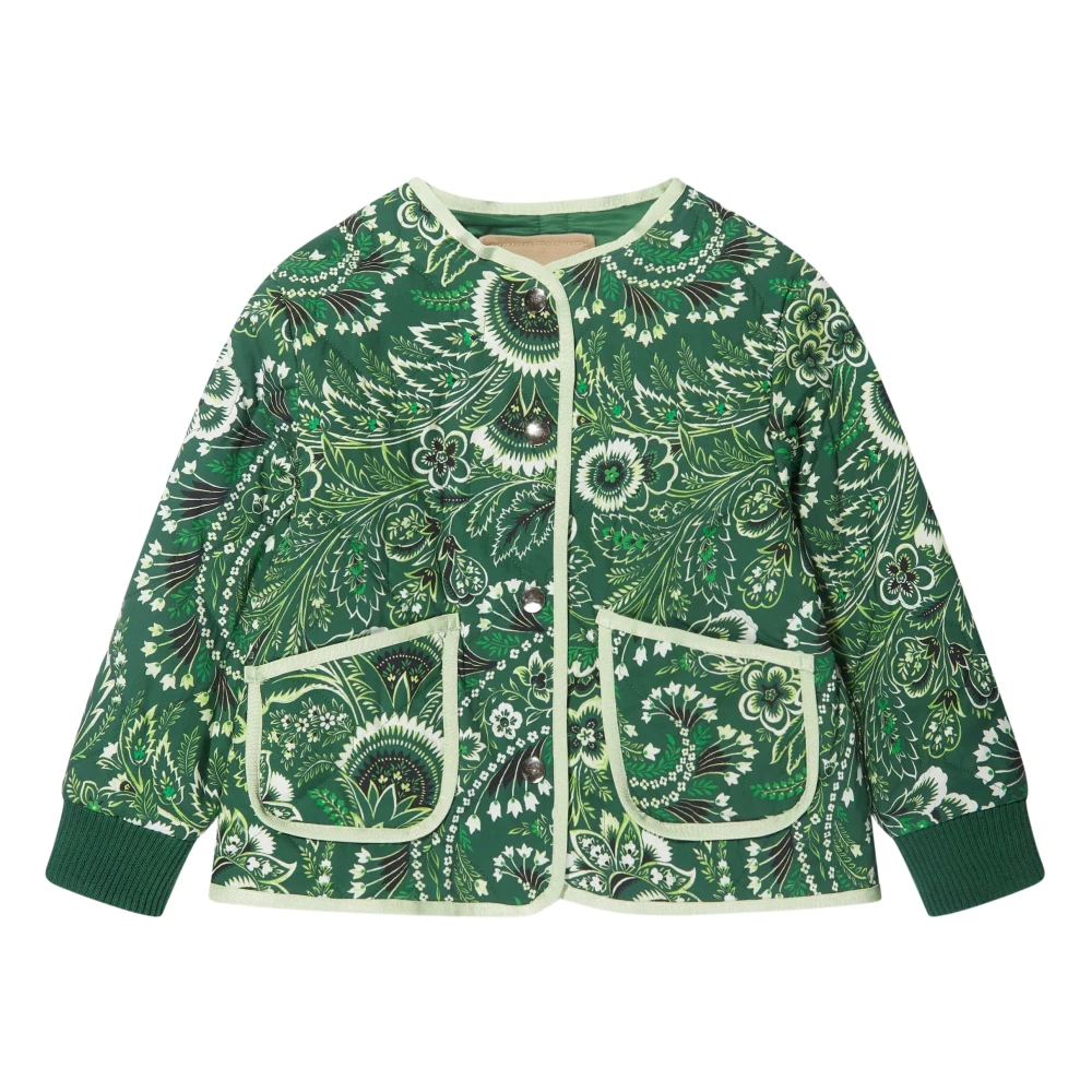 Etro Girls Green Light Jackets, 10 Y, Floral Paisley Jacket