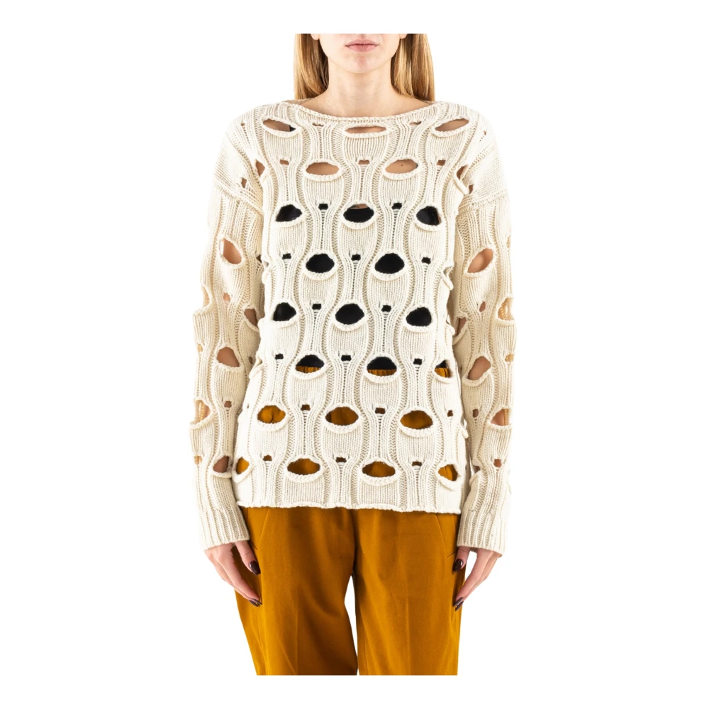 Tela Round-neck Knitwear White Dames