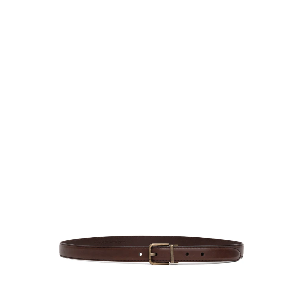 Dolce & Gabbana Men's Brown/Bronze Leather Belt With Buckle