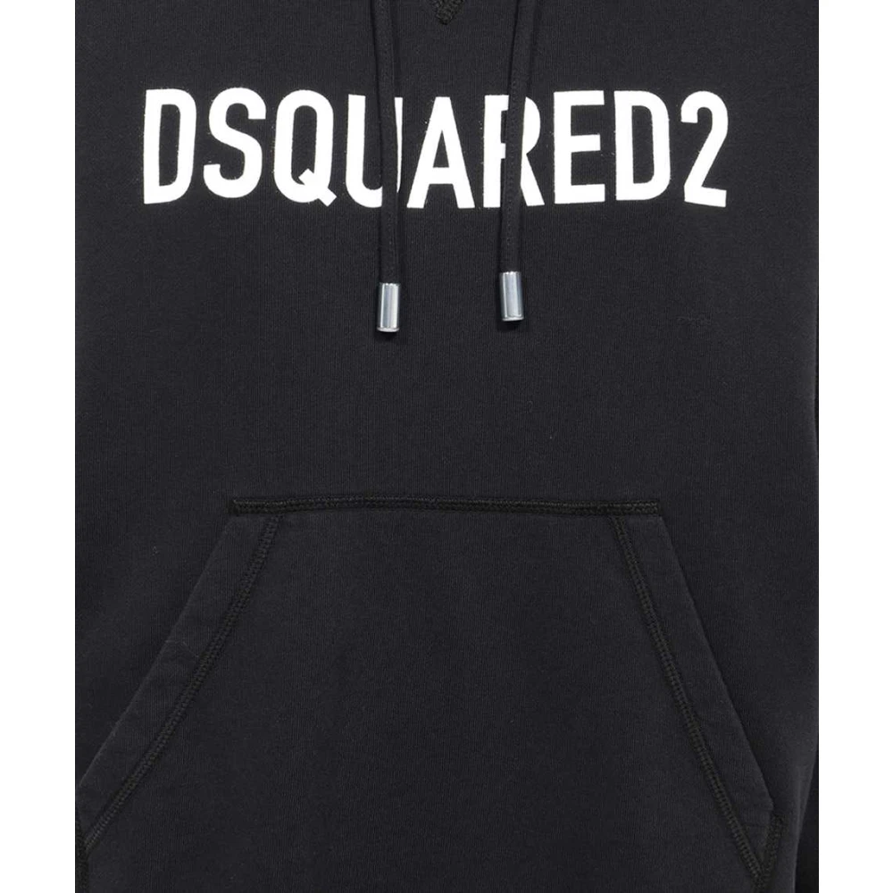 Dsquared2 Logo Print Katoenen Hoodie Black Dames