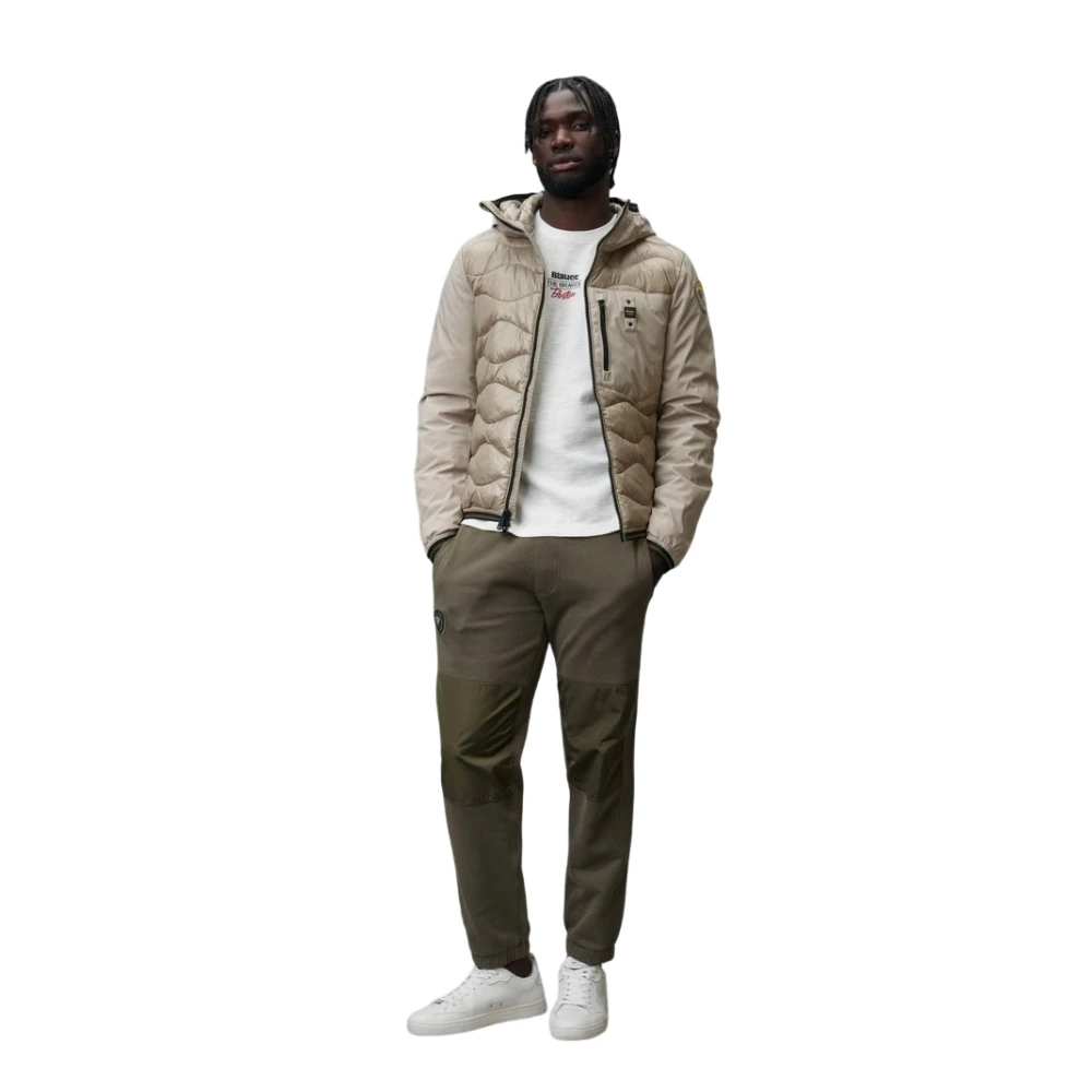 Blauer Monochromatische Waterdichte Pufferjas Beige Heren