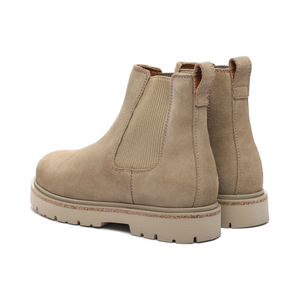 Birkenstock Beige Suède Enkellaarzen met Anatomisch Voetbed Beige Dames