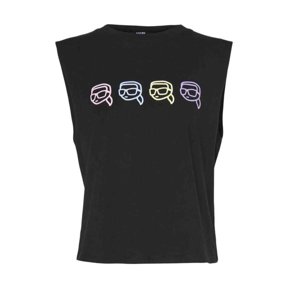 Karl Lagerfeld Mouwloze tanktop met opvallende print Black Dames