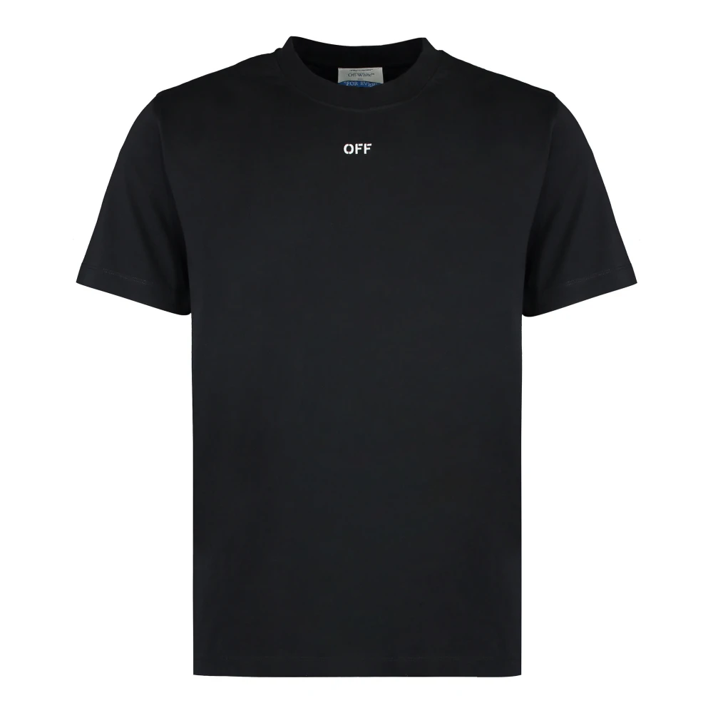 Off White Geborduurd Katoenen Crew-neck T-shirt Black Heren