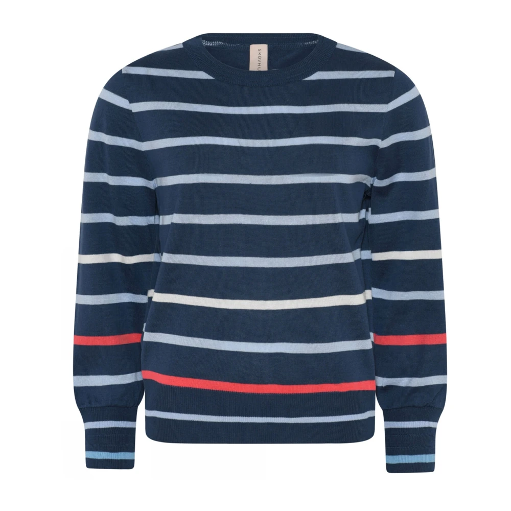 Skovhuus Sportieve Gestreepte O-Neck Trui Blauw Blue Dames