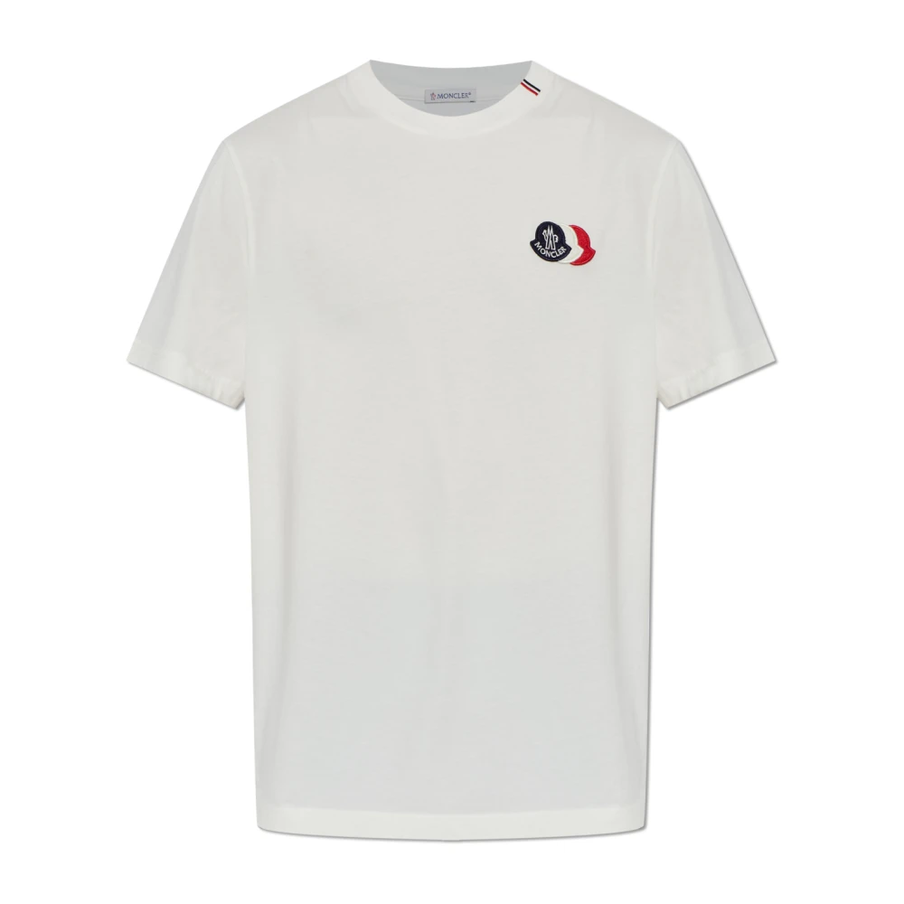 Moncler Logo Patch T-Shirt - Male - T-Shirts - White - S - Tops