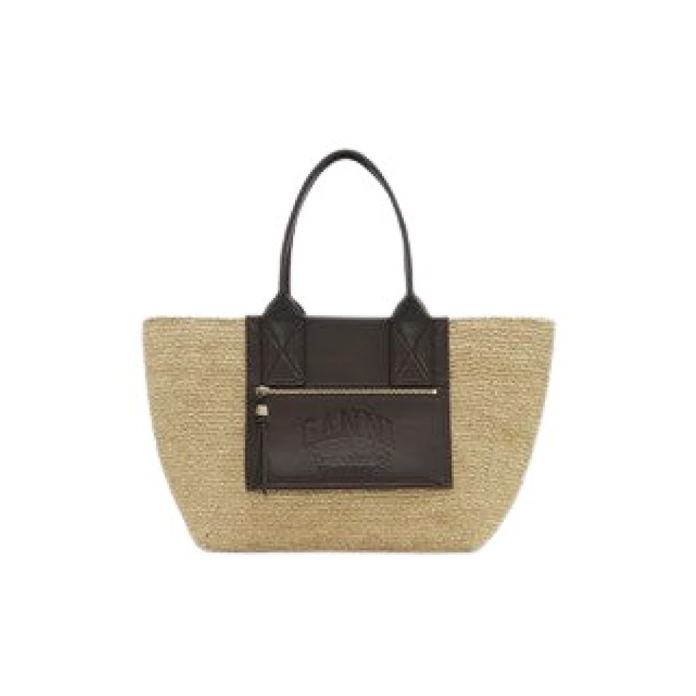 Ganni Brown Shopping Bags, Female, One Size, Tote Bag