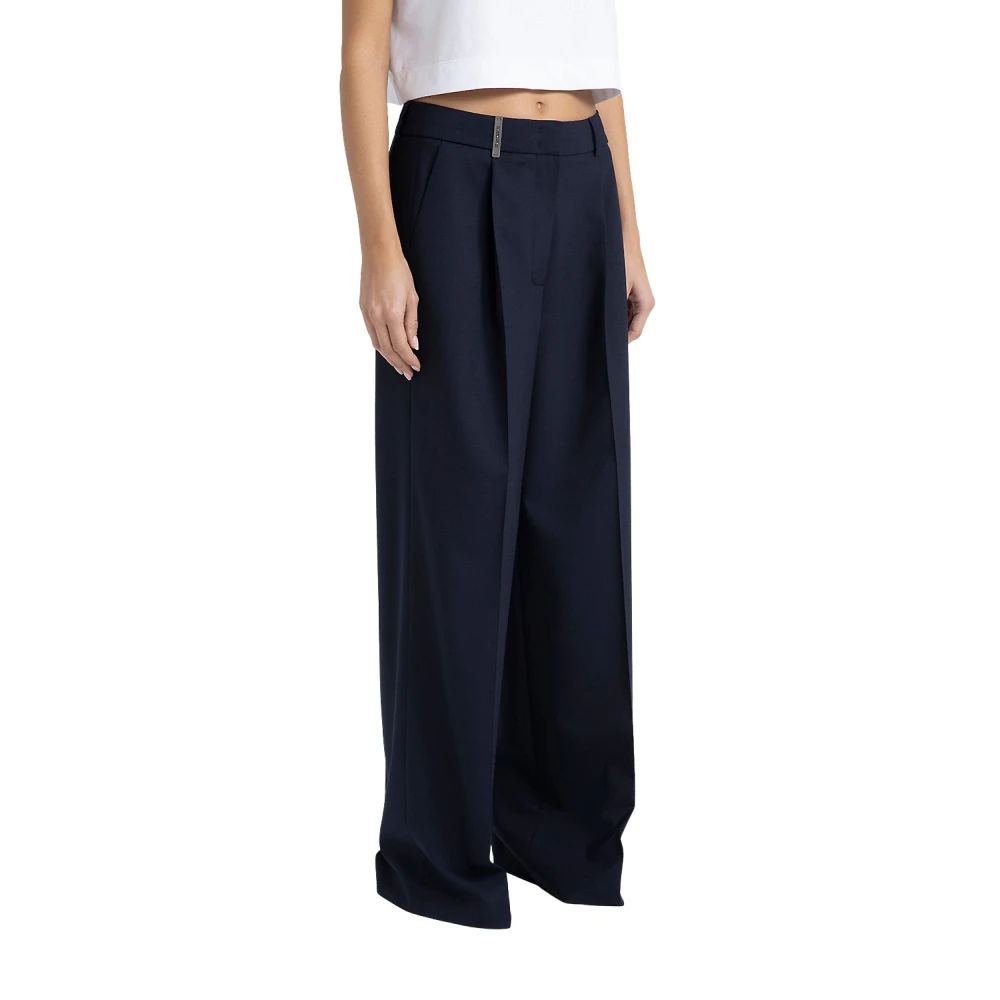 PESERICO Technische wol palazzo broek Blue Dames