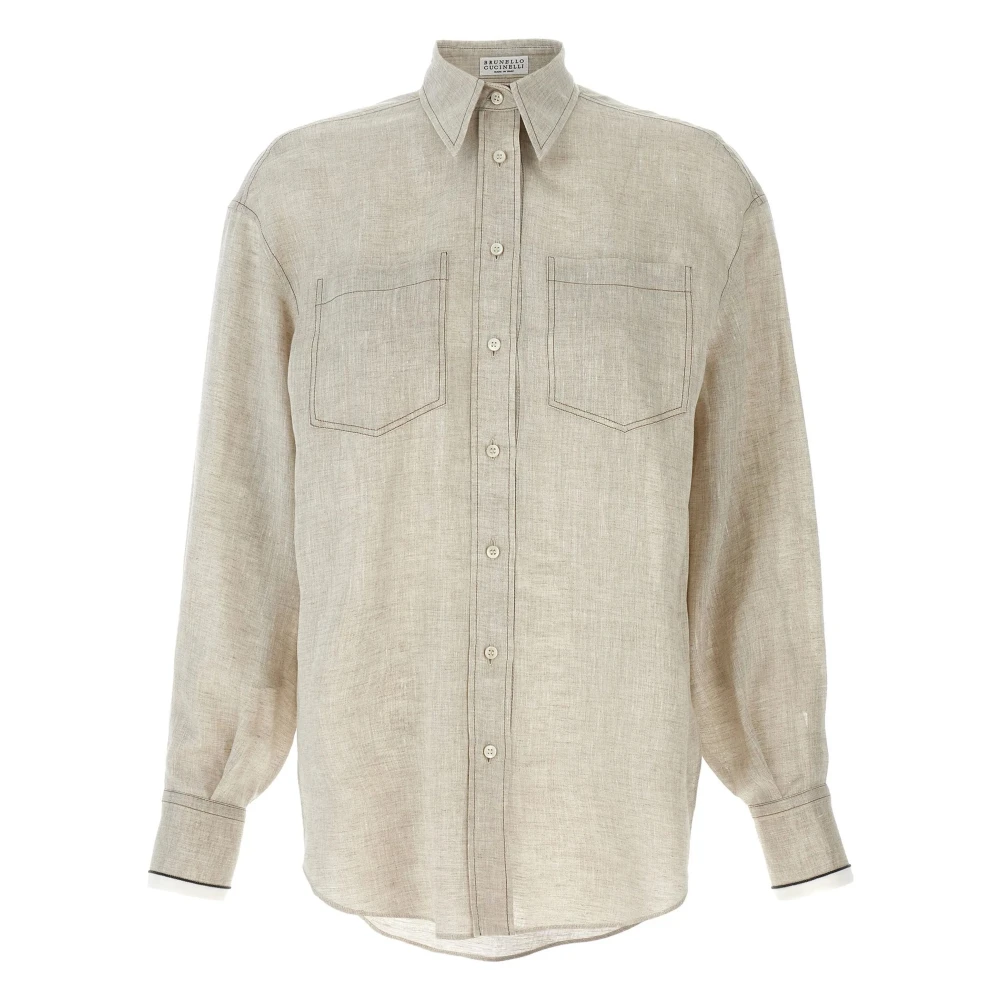Brunello Cucinelli Women's Beige Juta Long Sleeve Shirt