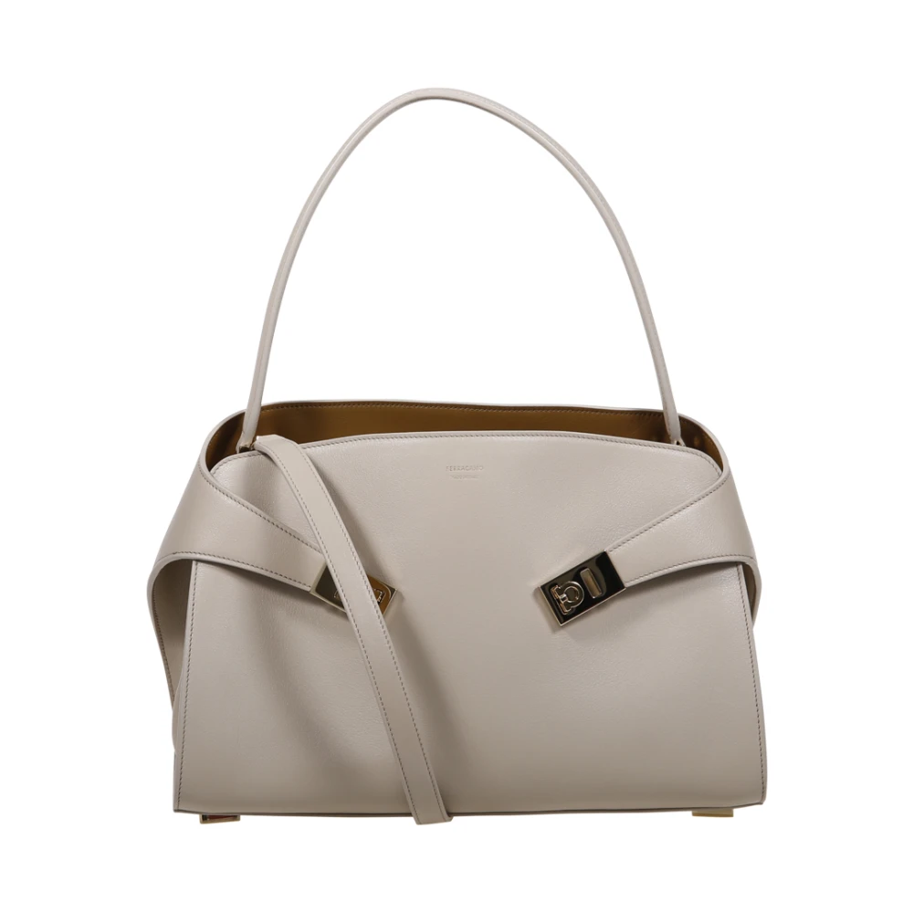 Salvatore Ferragamo Stone Burnt Ocra Hug Schoudertas Gray Dames