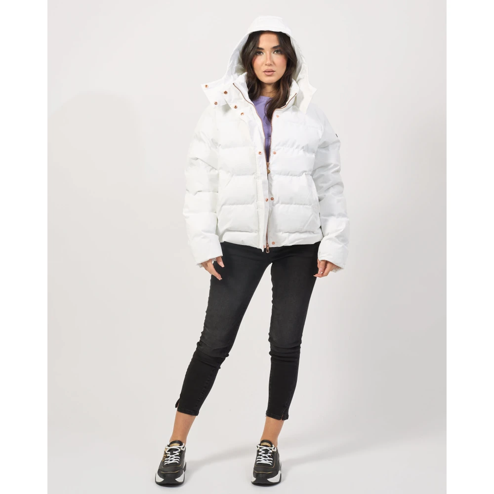 Emporio Armani Witte Korte Hoodie met Rits White Dames