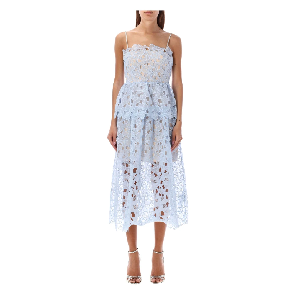 Self Portrait Organza Lace Midi Jurk Blue Dames