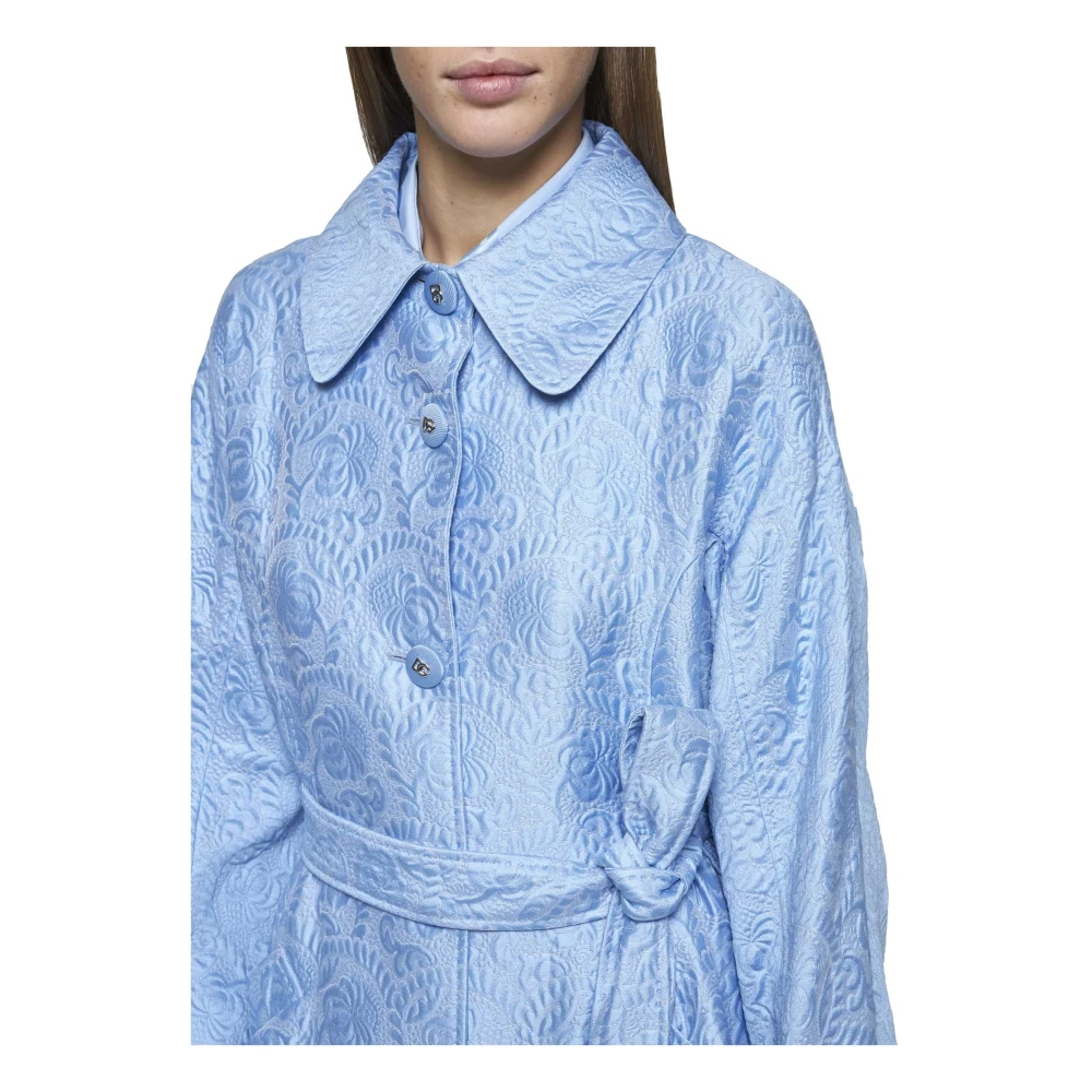 Dolce & Gabbana Bloemen Jacquard Blauwe Jas Blue Dames