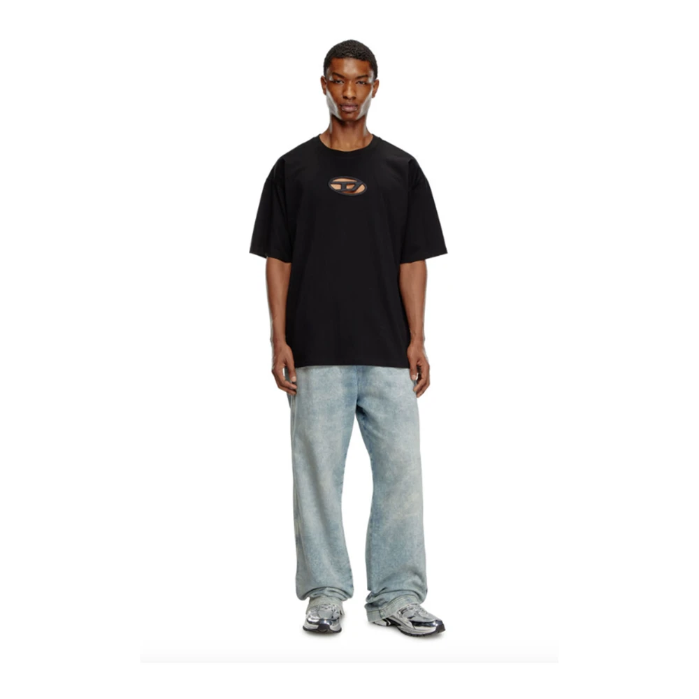 Diesel Oval D Geborduurd T-shirt (Zwart) Black Heren