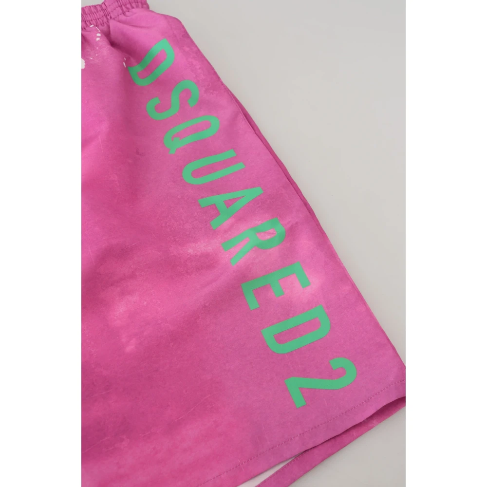 Dsquared2 Roze Tie Dye Logo Heren Strandshorts Pink Heren