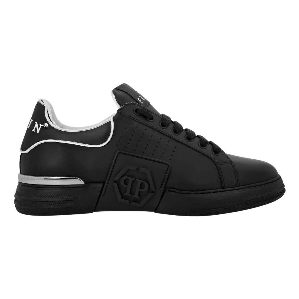 Philipp Plein Unisex Black Sneakers, 9 Uk, Lo-Top Trainers Hexagon