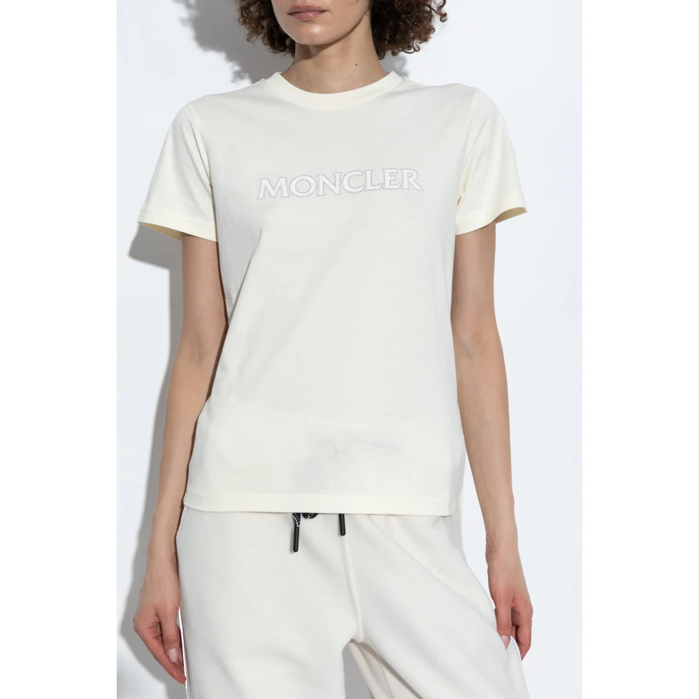 Moncler T-shirt met logo Beige Dames