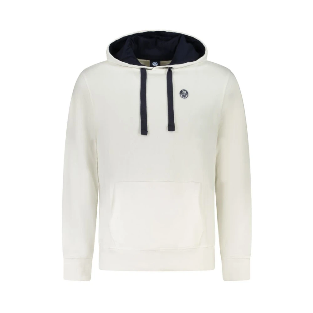North Sails Men's White Hoodies, M, Cotton Hooded Sweatshirt With Applique
