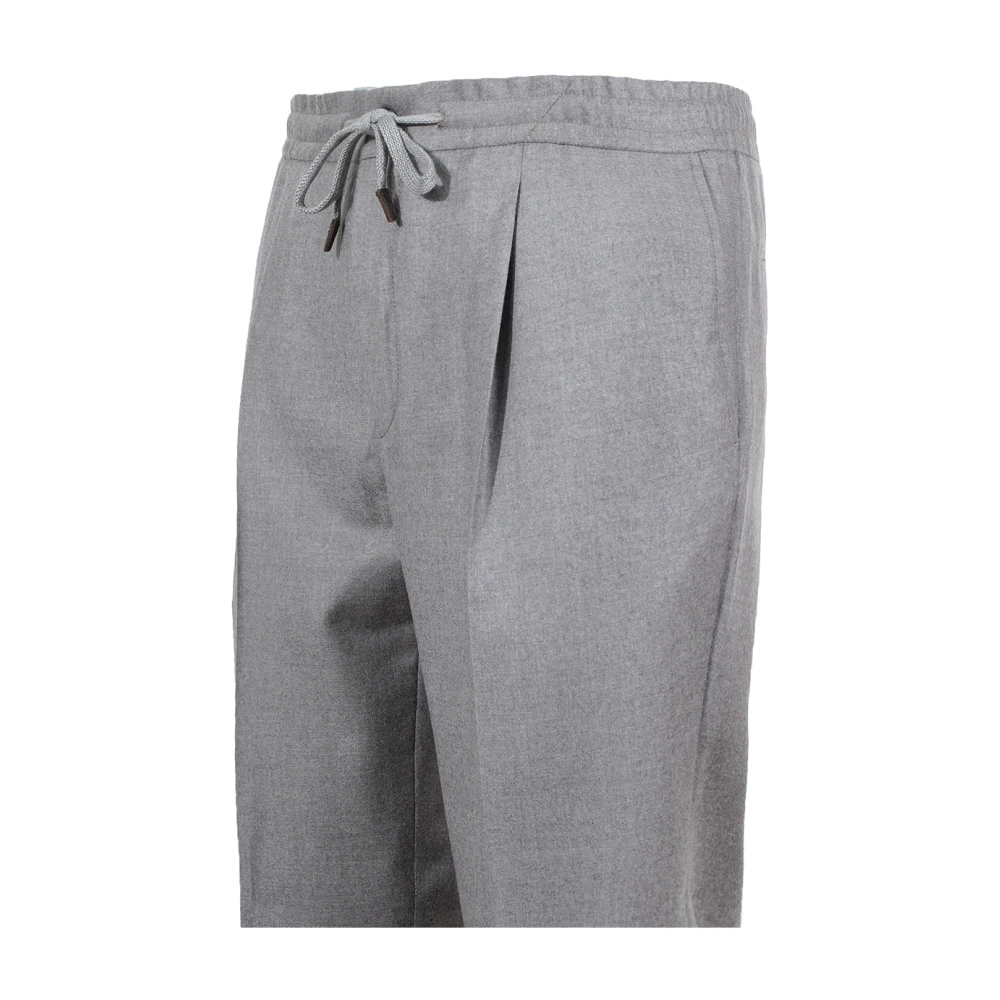 Incotex Grijze Wollen Broek met Elastische Taille Gray Heren