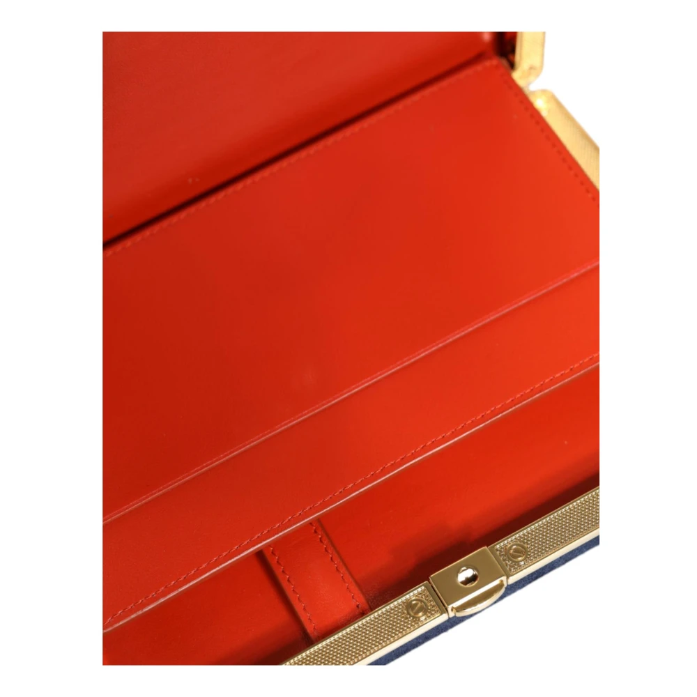 Dolce & Gabbana Blauwe Suède Clutch met Kaartsleuven Blue Dames
