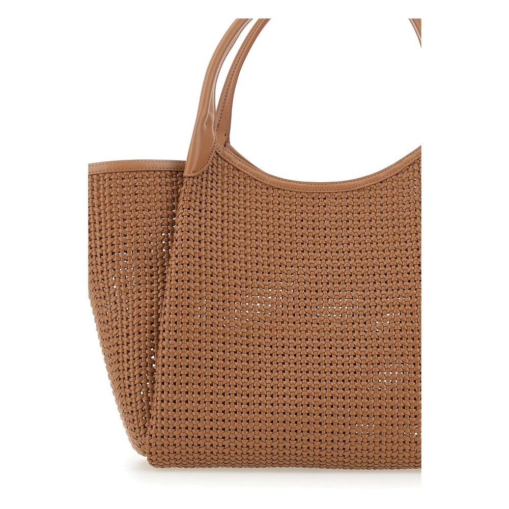Emporio Armani Karamel geweven handtas met metalen bedel Brown Dames