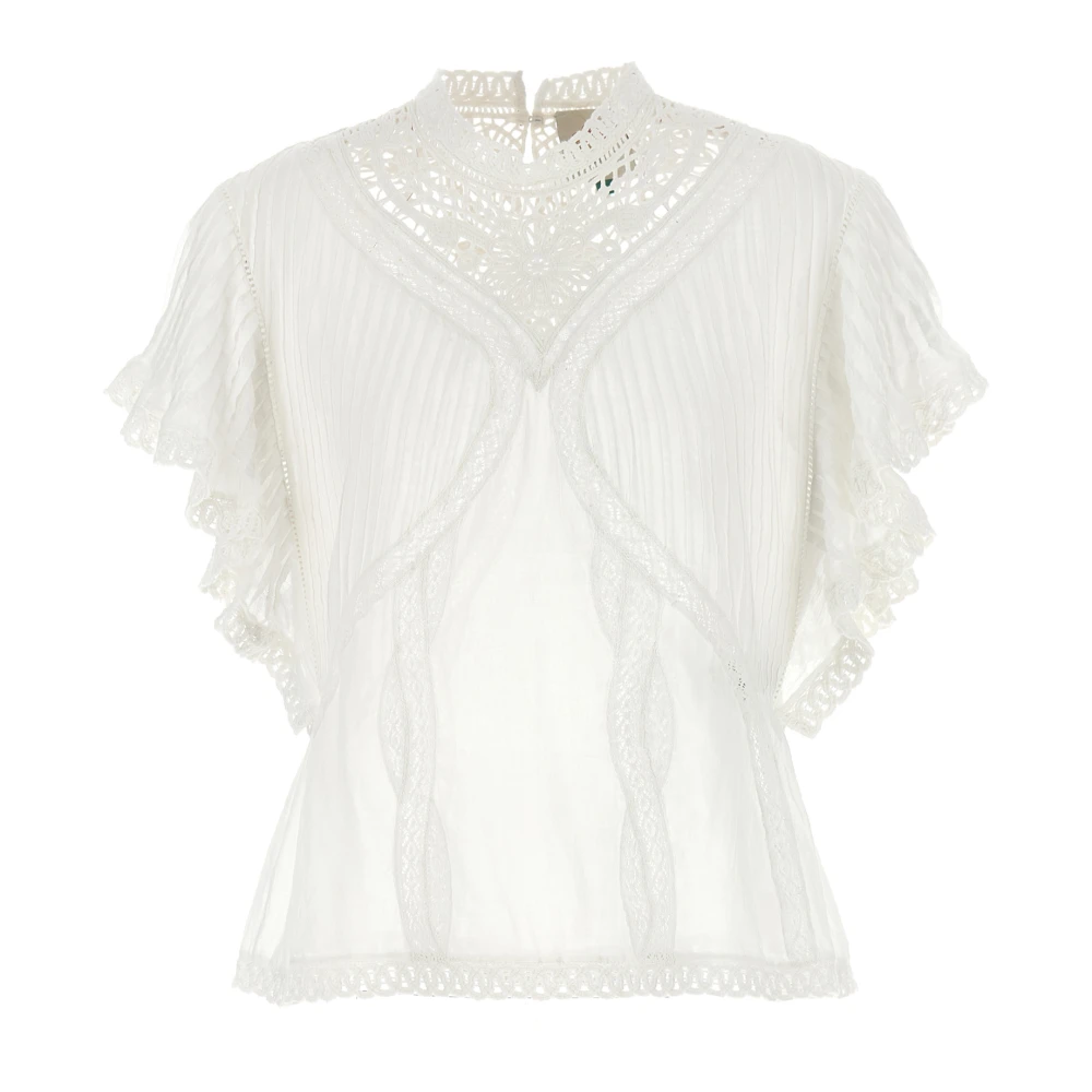 Farm Rio Women's White Blouses, S, Blouse With Appliques