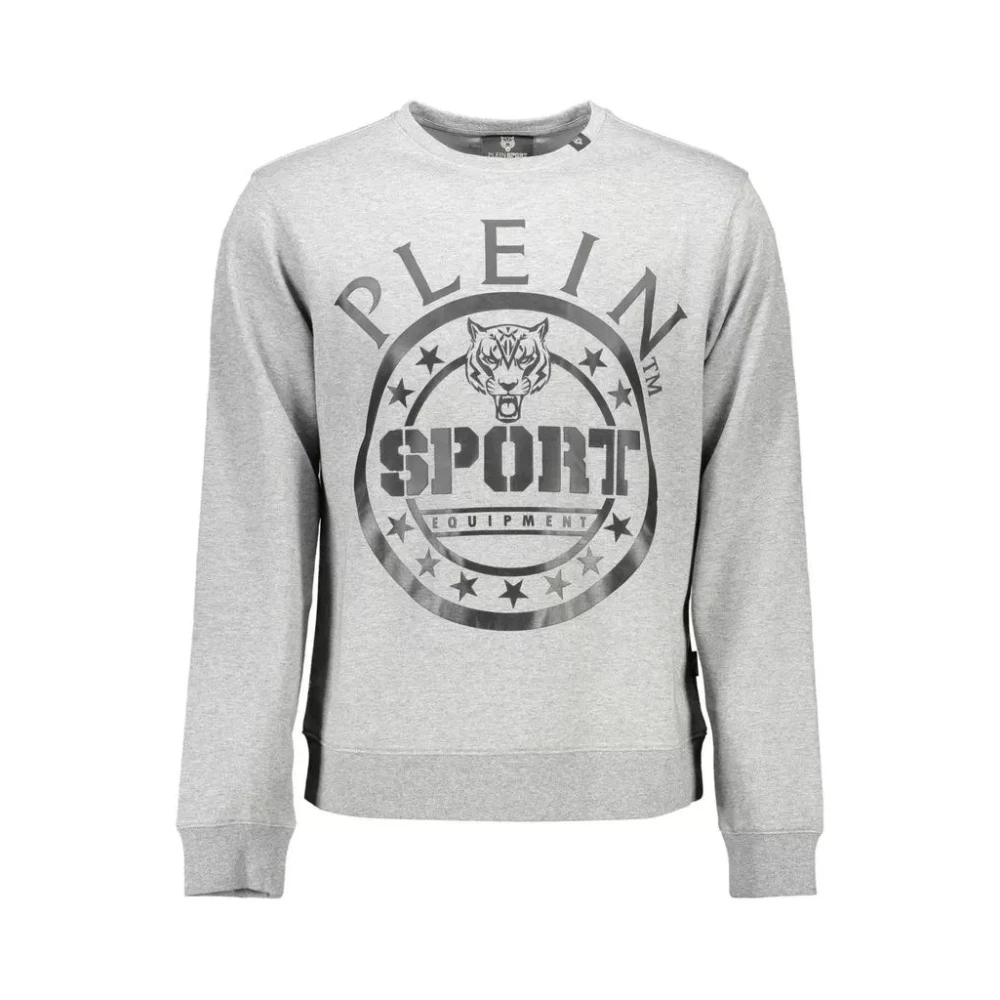 Plein Sport Men's Gray Sweatshirts,, Sporty Long-Sleeve Sweatshirt Medium