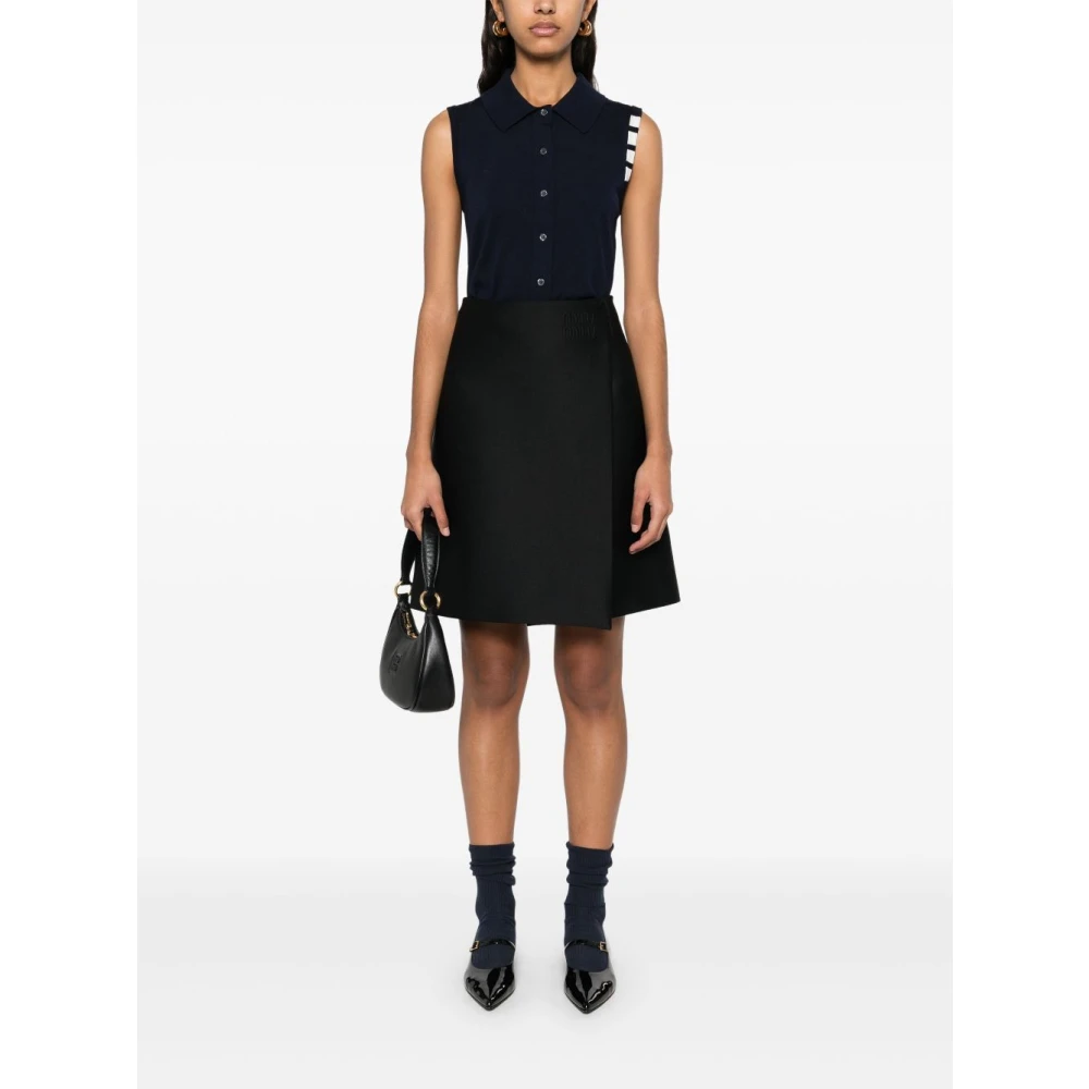 Thom Browne Blauwe Oxford Mouwloze Top met Knoopsluiting Blue Dames