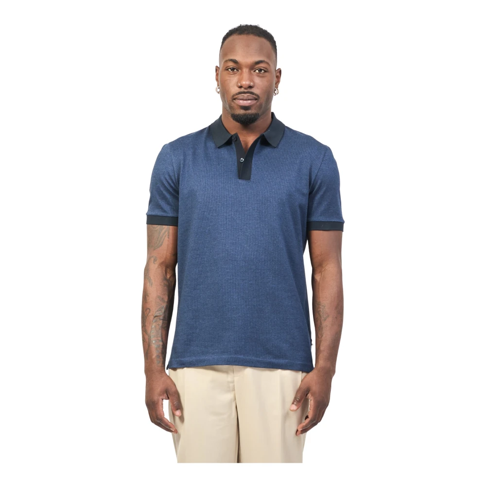 Hugo Boss Blauwe Polo met Driekleurig Patroon Blue Heren