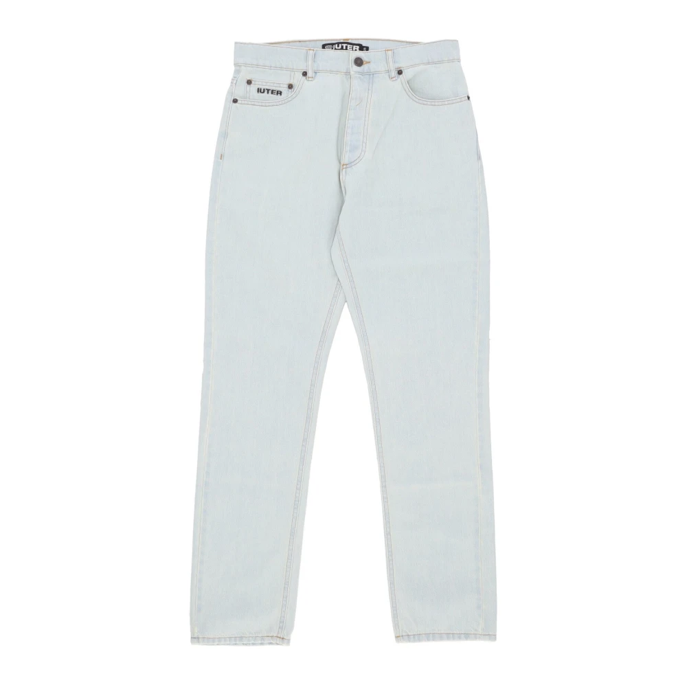 Iuter Blue Regular Denim Stone Wash Jeans - Male - Straight Fit Jeans - W32 - Jeans