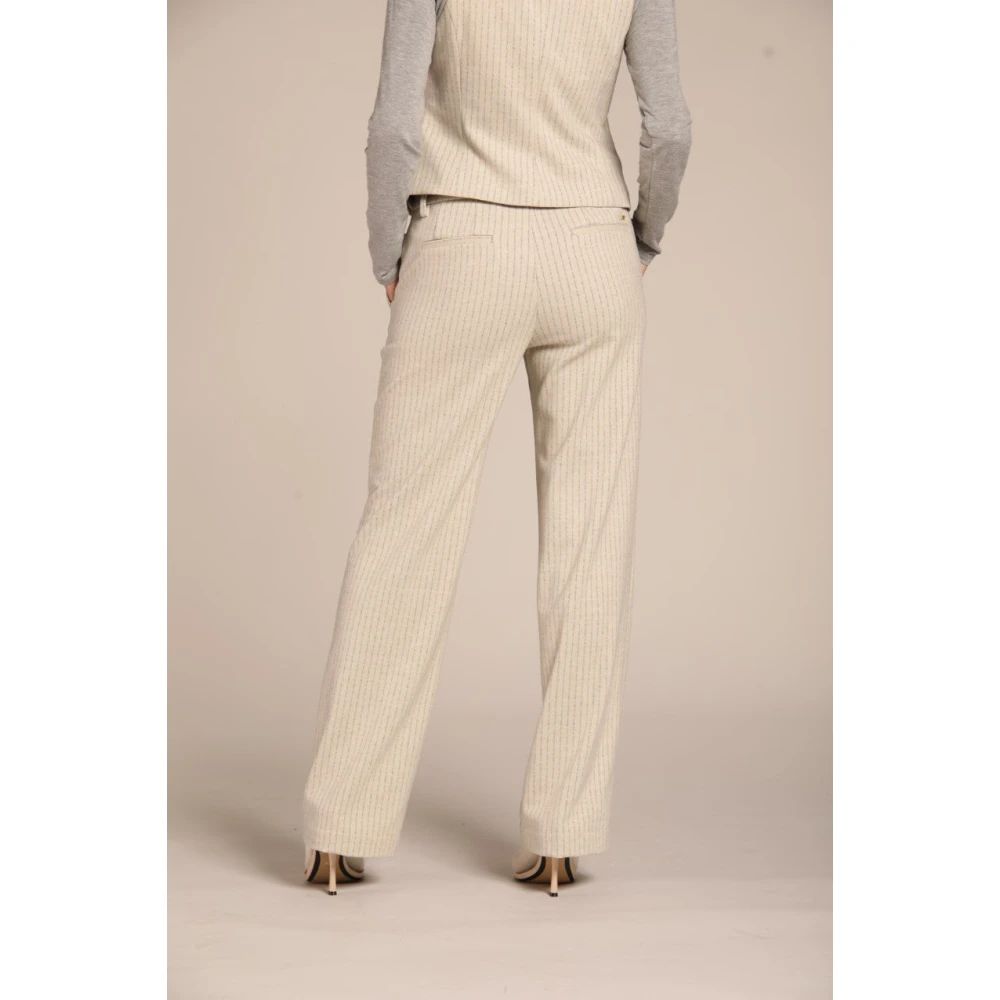 Mason's Beige Gestreepte Straight Chino Broek Beige Dames