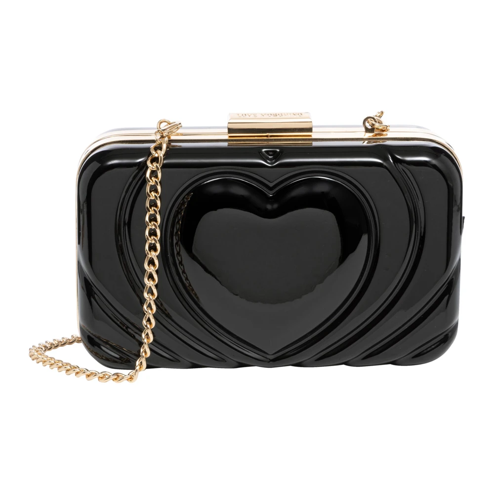Love Moschino Zwarte Clutch met reliëf hartontwerp Black Dames
