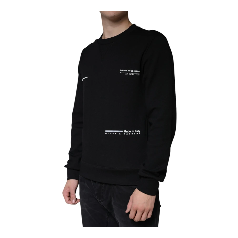 Dolce & Gabbana Zwart Logo Print Crew Neck Sweatshirt Black Heren
