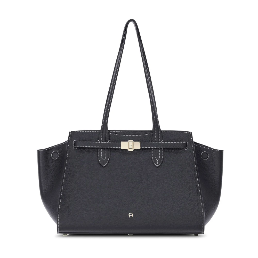 aigner Elegante Leren Shopper Tas Black Dames