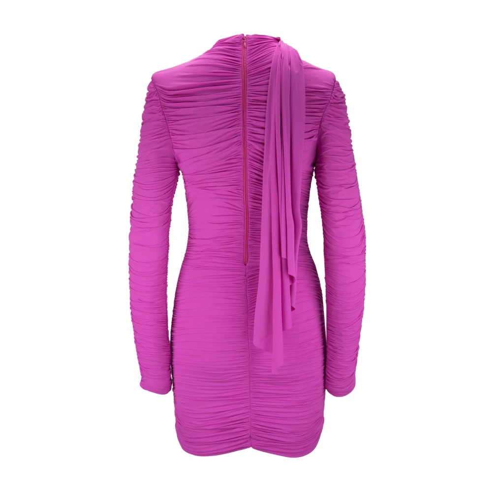 Elisabetta Franchi Korte jurk met hoge kraag Pink Dames