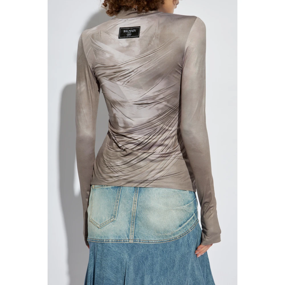 Balmain Top met opstaande kraag Gray Dames