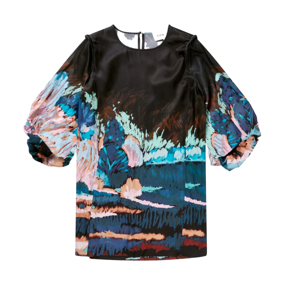 Munthe Jurk met landschapsprint en gedetailleerde schouders Multicolor Dames