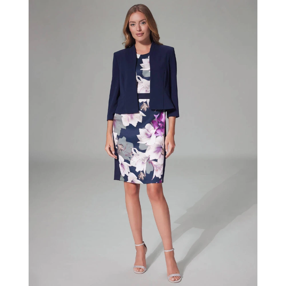 Swing Getailleerde Jersey Crepe Jas Blue Dames