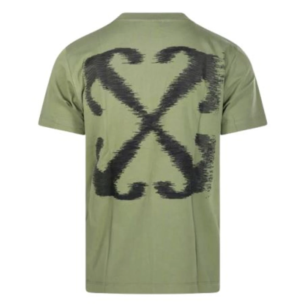 Off White Skate-stijl T-shirt met logoprint Green Heren