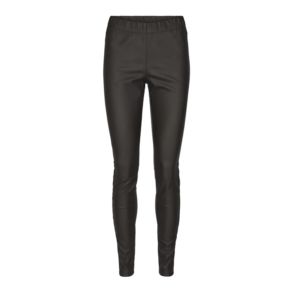 Kaffe Black Coated Jeggings Slim-Fit Trousers - Female - Leggings - Xl - Trousers