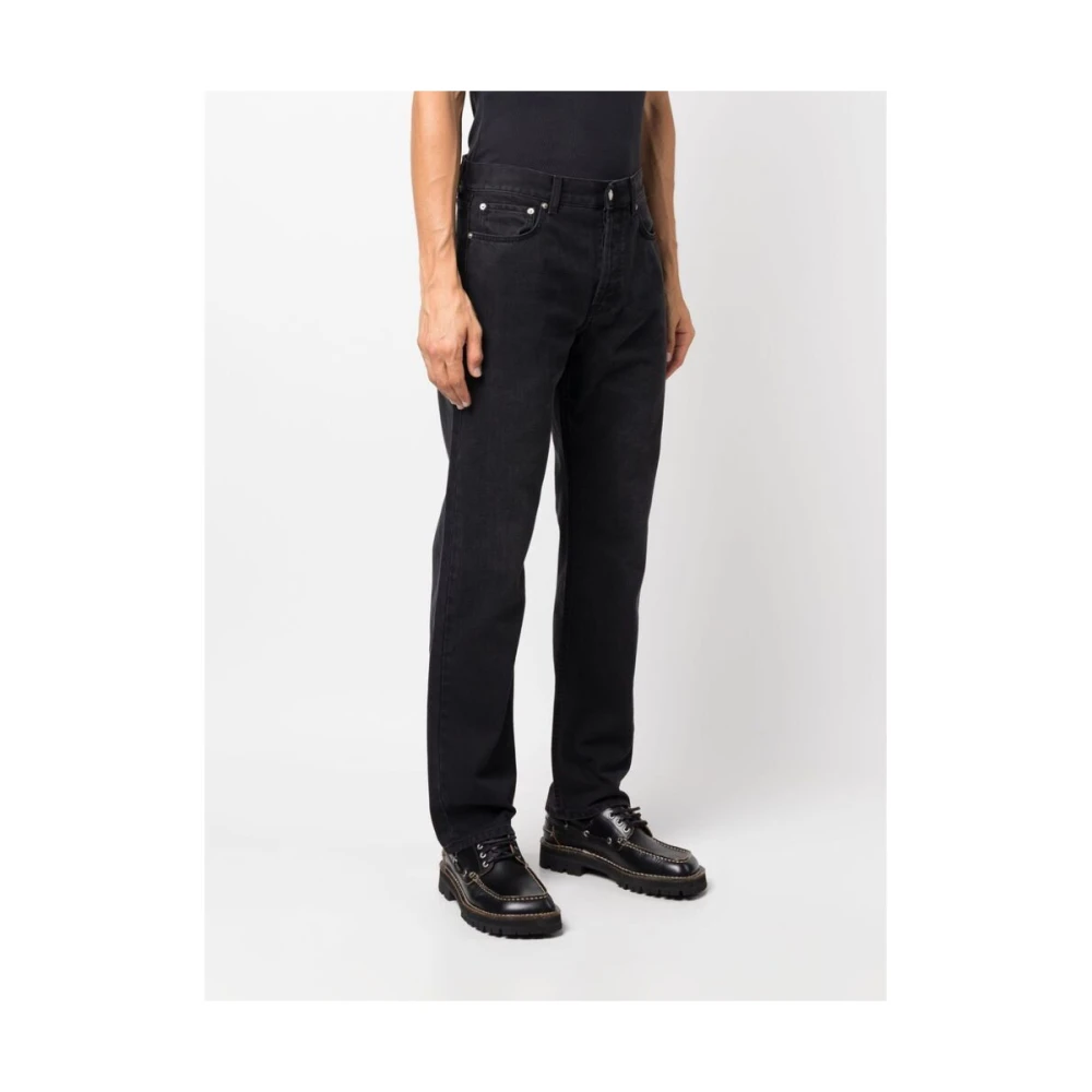 Séfr Zwarte Logo-Patch Straight-Leg Jeans Black Heren