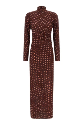 Polka Dot Mesh Long Dress