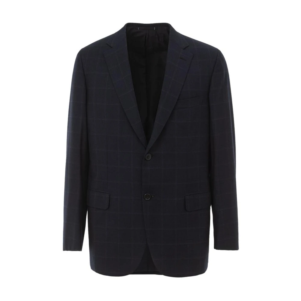 Brioni Geruite Monopetto Jas Ravello Stijl Blue Heren
