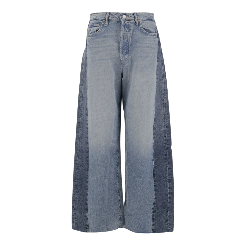 Mother Women's Blue Wide Jeans, W26, Patchwork Denim Jeans Wide Fit