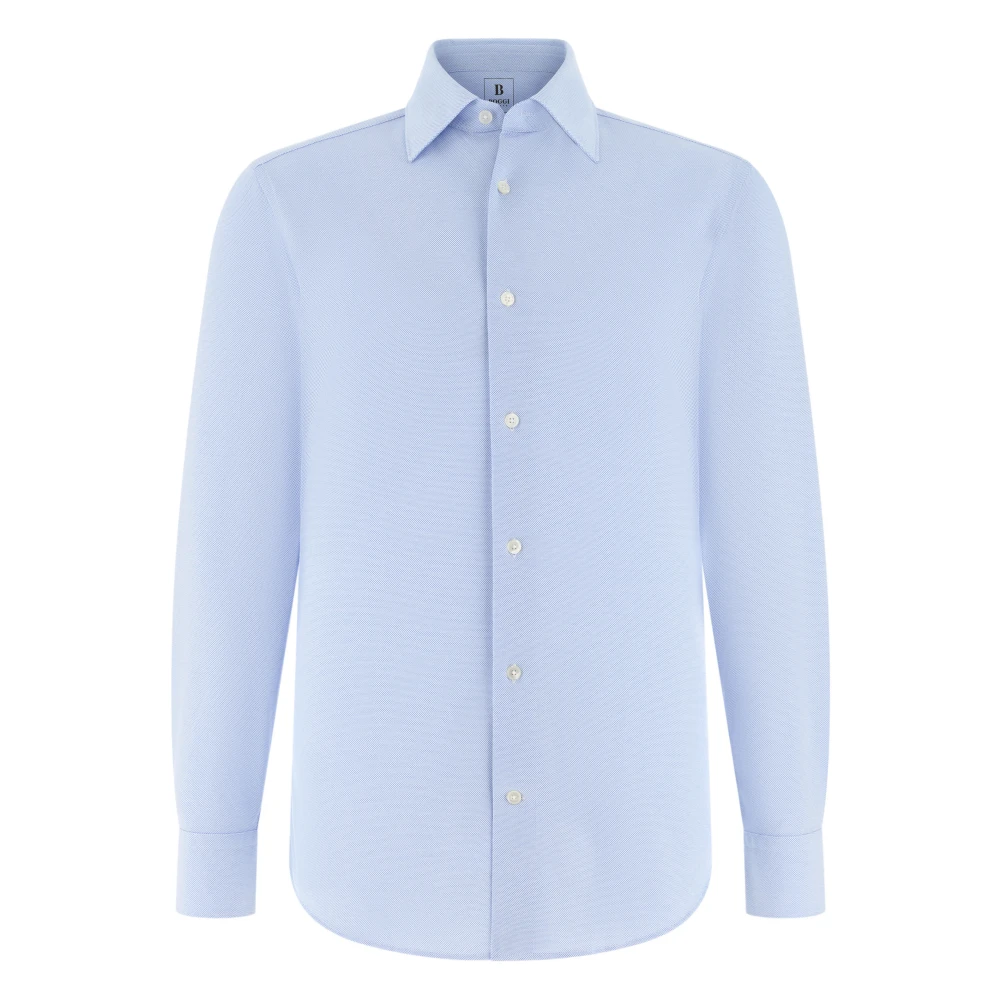Boggi Milano Mannelijk Blauw Overhemden Heren, 3XL, Katoen, Japanese Jersey Polo Shirt