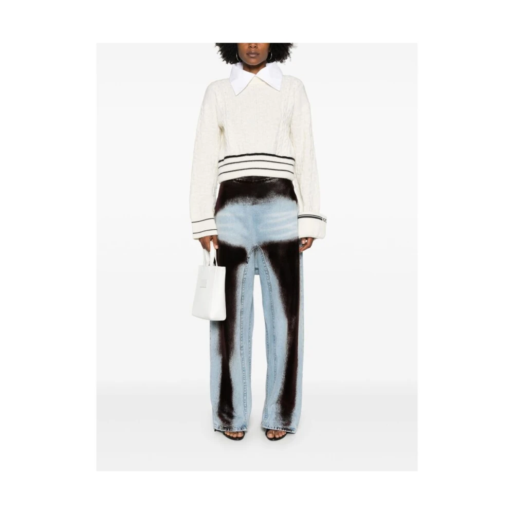 Gcds Off-White Gebreide Trui met Afneembare Kraag White Dames