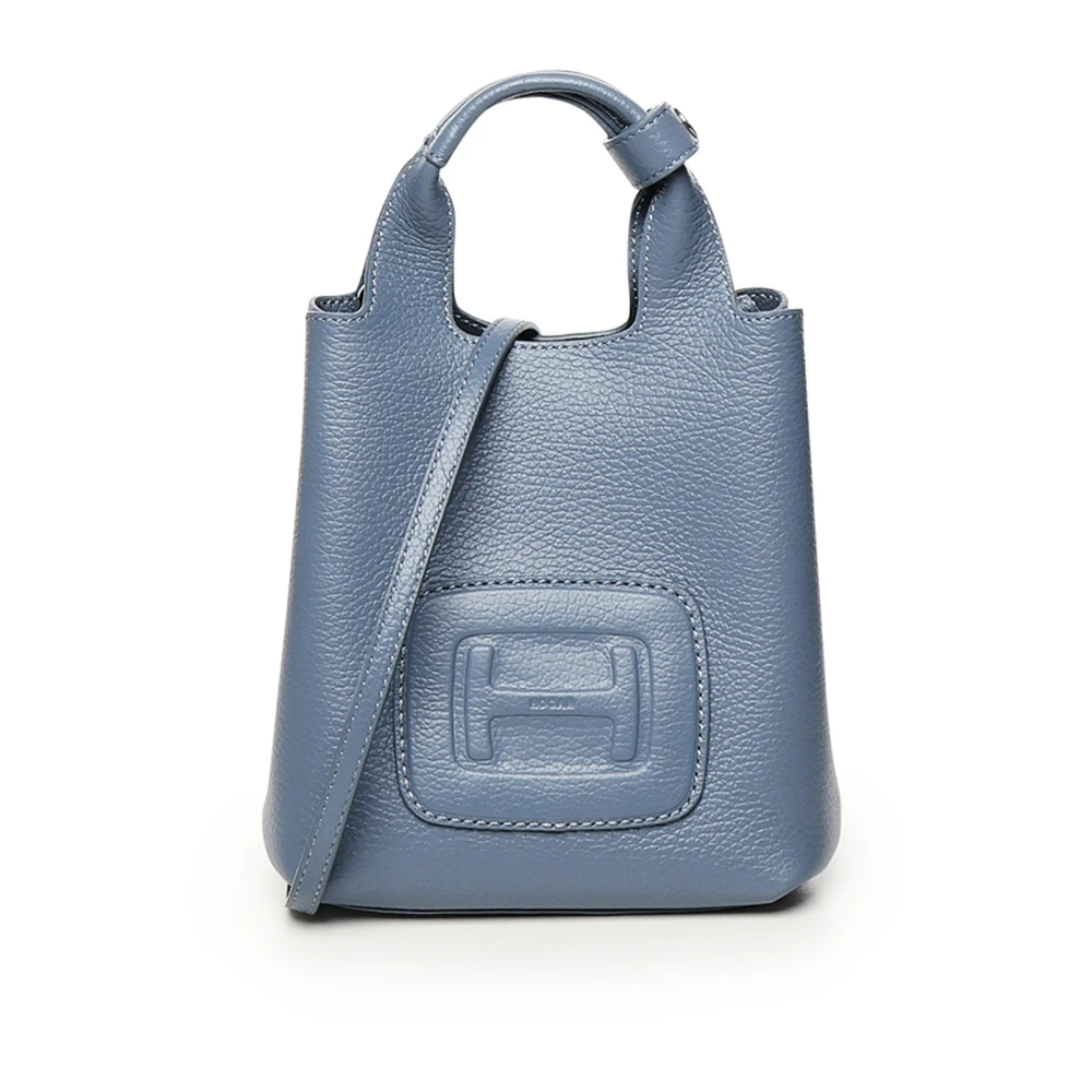 Hogan Blauwe Leren Schoudertas met Maxi H Blue Dames