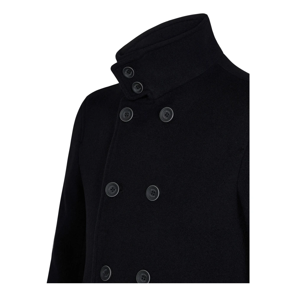 Herno Zwarte Double-Breasted Jas Aw24 Black Heren
