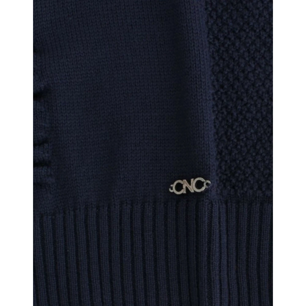 Costume National Elegante V-hals Trui in Donkerblauw Blue Dames